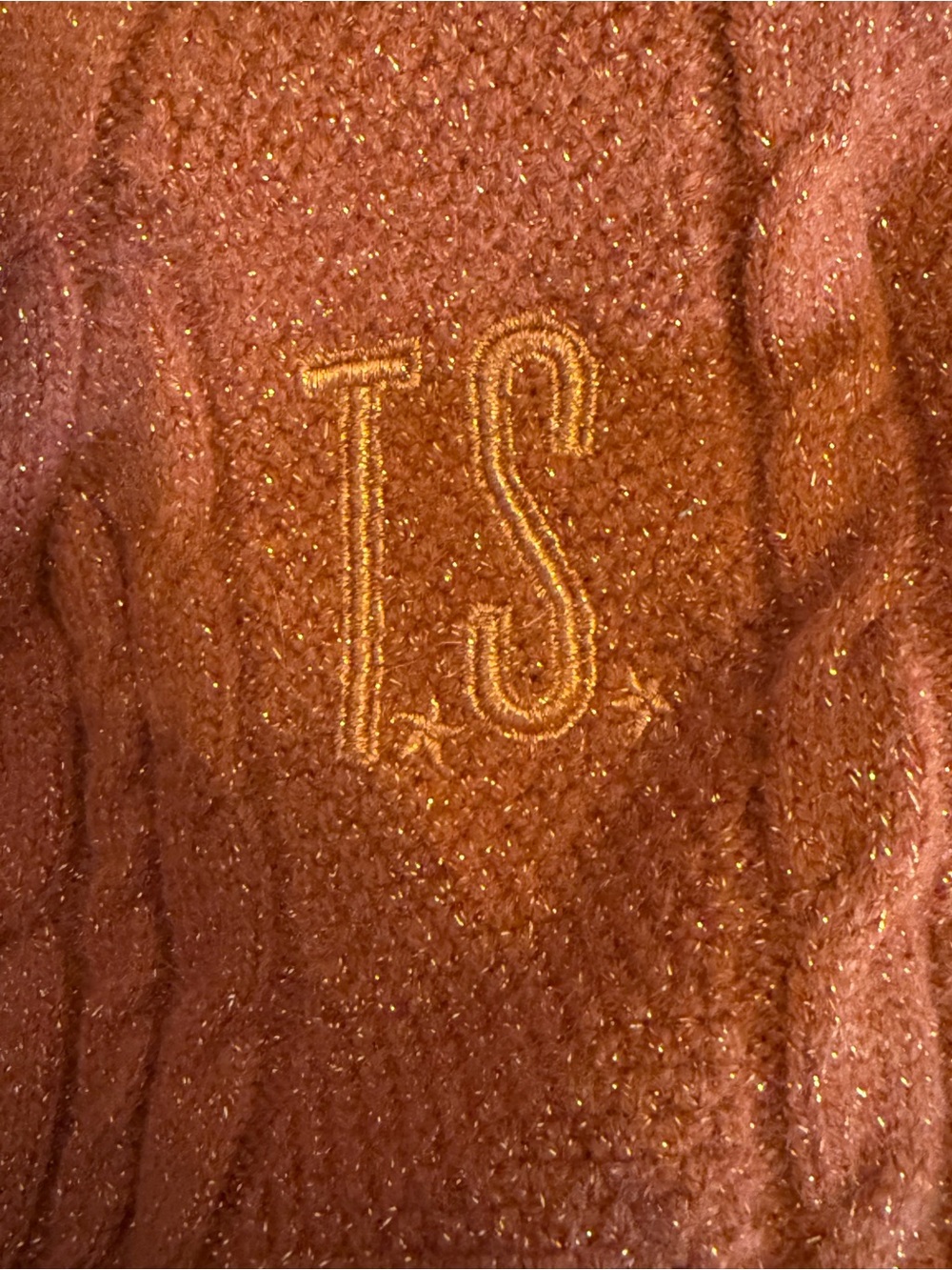 Taylor Swift The Life of a Showgirl Orange Cardigan Glittery Sweater Size XS/S - Picture 4 of 9